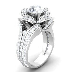 ❤Fashionable 925 Silver Plated Rose Flower Shaped CZ Ring, MARR9405